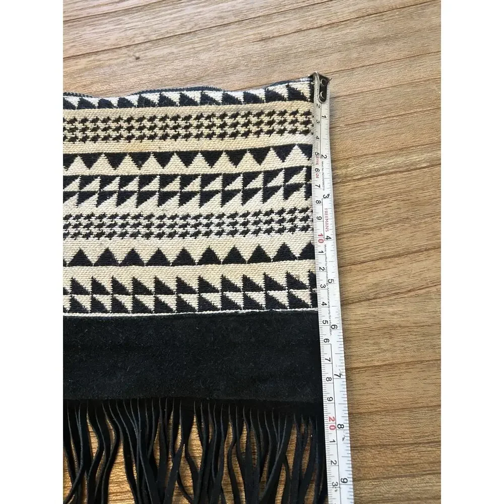 American Eagle Outfitters Southwestern Print Black Suede Wristlet Festival Purse